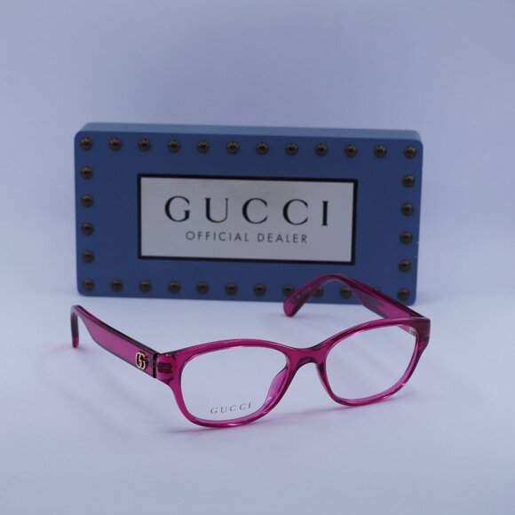 Gucci GG0717O 008 Rectangle Eyeglasses 51mm – Transparent Pink - Picture 1 of 10
